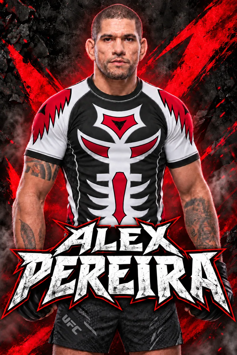 Visuel créatif de Alex Pereira avec le rashguard KRATUS