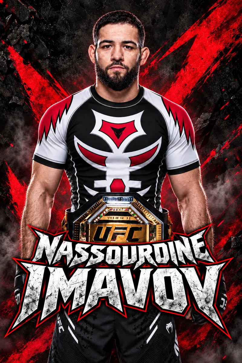 Visuel créatif de Nassourdine Imavov avec le rashguard KRATUS